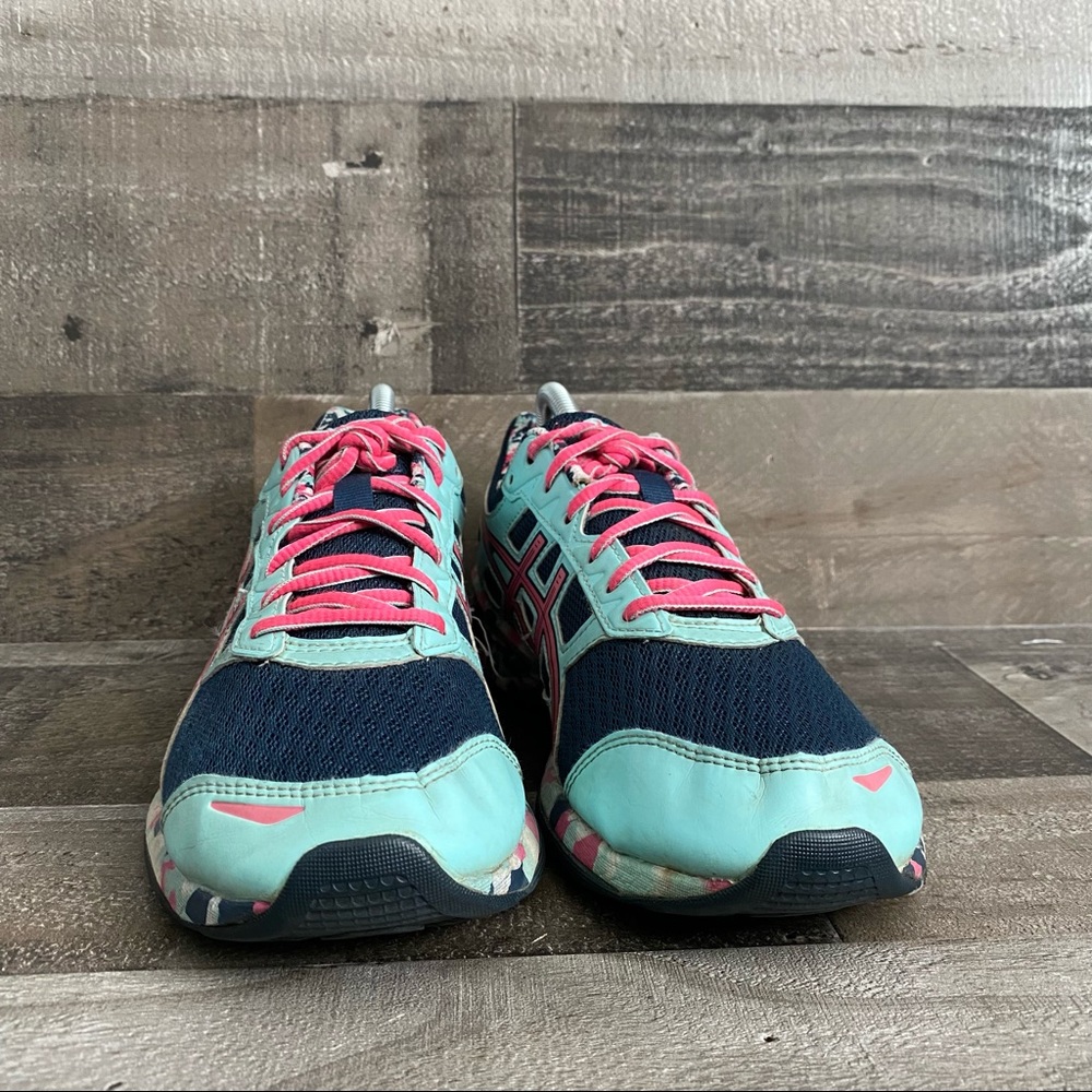 Asics Gel Frantic 7 T3A6Q Womens Running Shoes Aqua Pink Midnight Blue Size 10. - Picture 3 of 10